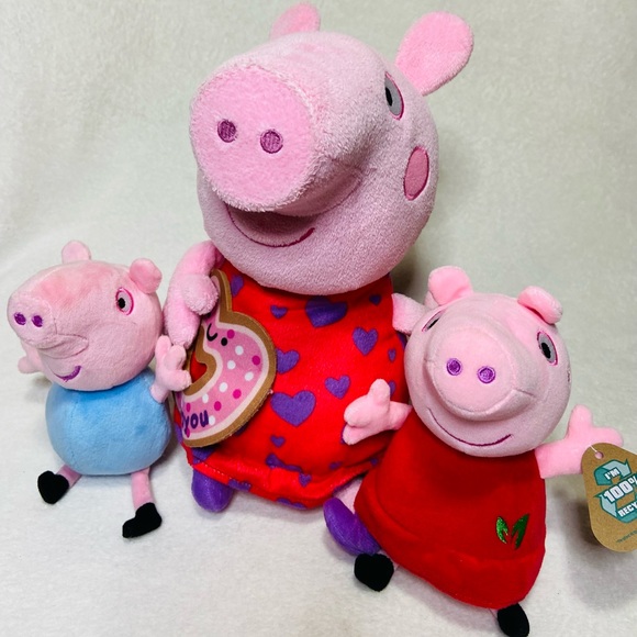 Peppa Pig Plush Toys I Love You George Pig Mini Peppa - Picture 1 of 8